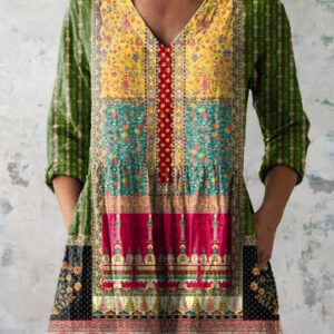 Lily | Ethnic Floral V-Neck Shirt