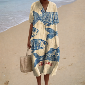 Summer Dress with Fish Pattern