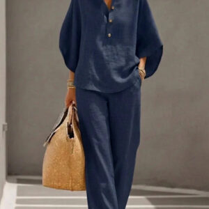 Maribel | Relaxed Batwing Sleeve Top and Wide-Leg Pants Set